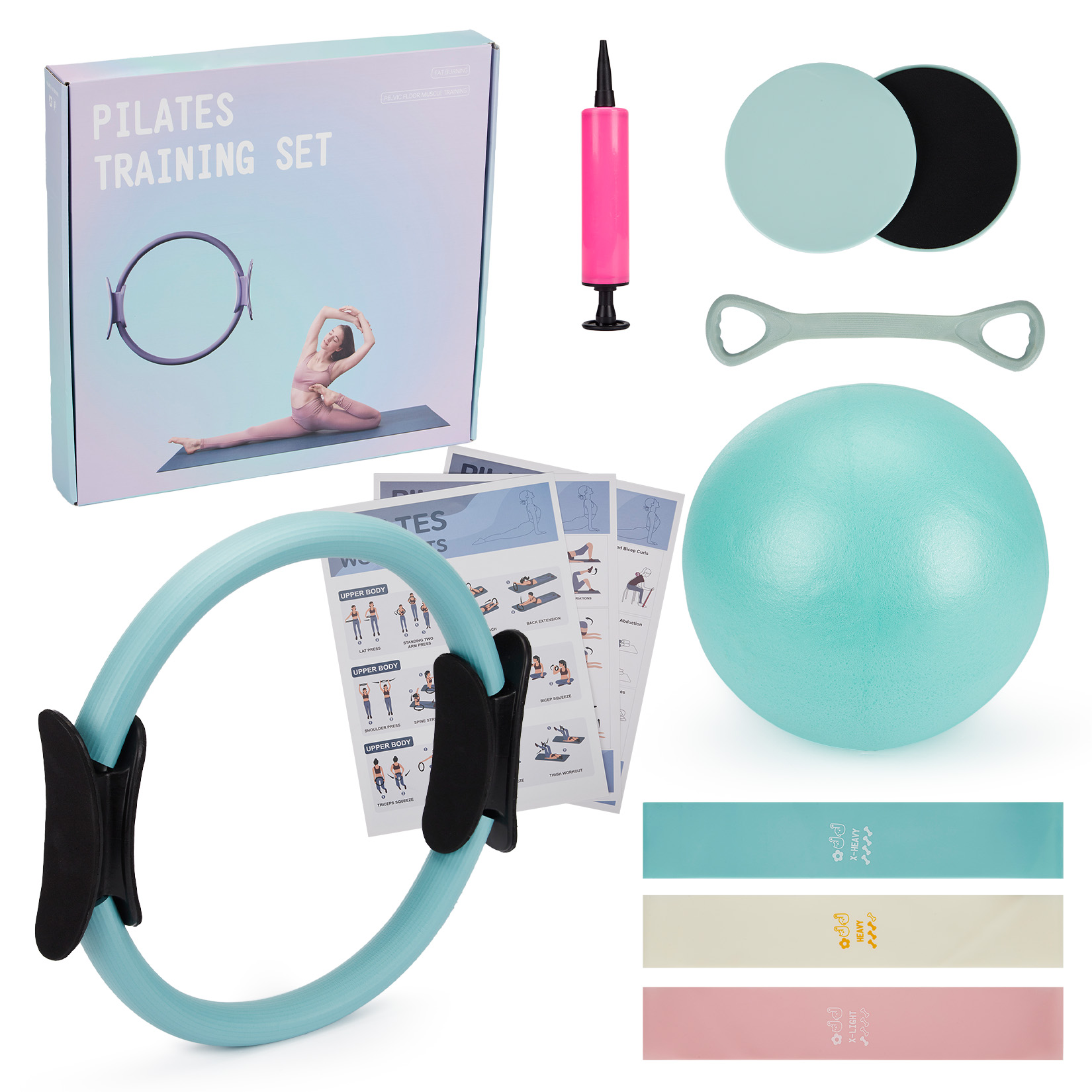 Pilates Bar Kit With Resistance Bands - Conjunto de Treinamento de Pilates, Anel